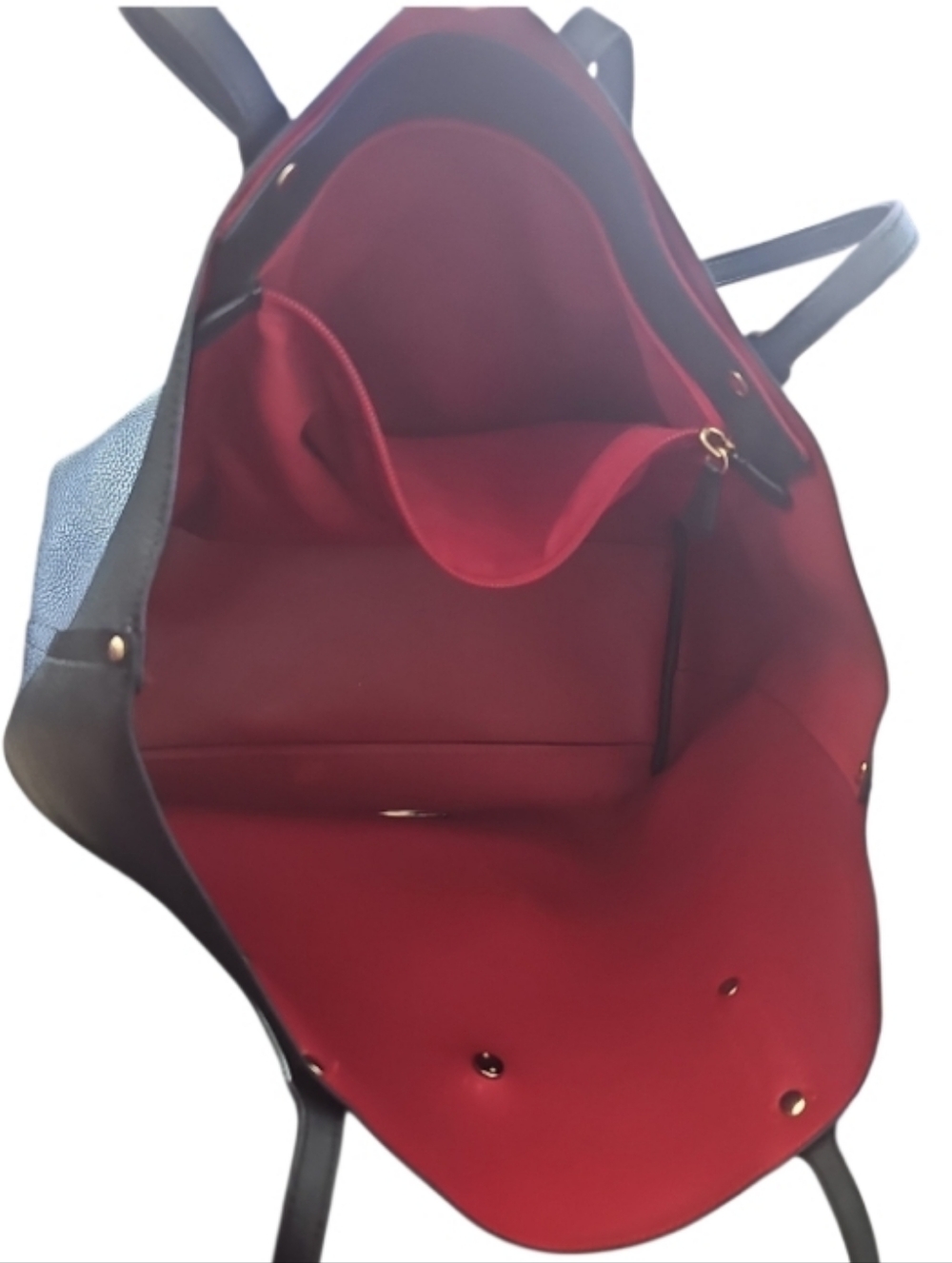 Coach Black Pebbled Leather Market Tote Red Interior Shoulder Bag Large - Picture 15 of 15